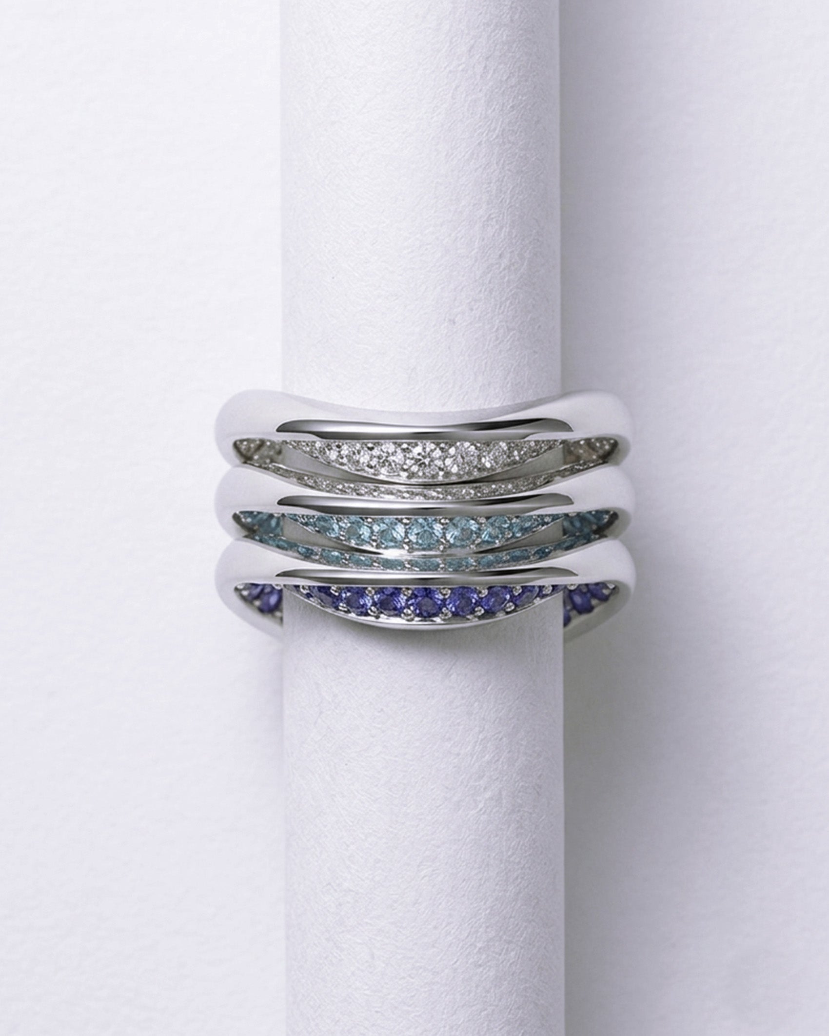 Diamond, Aquamarine & Tanzanite Eternal Silver Trio