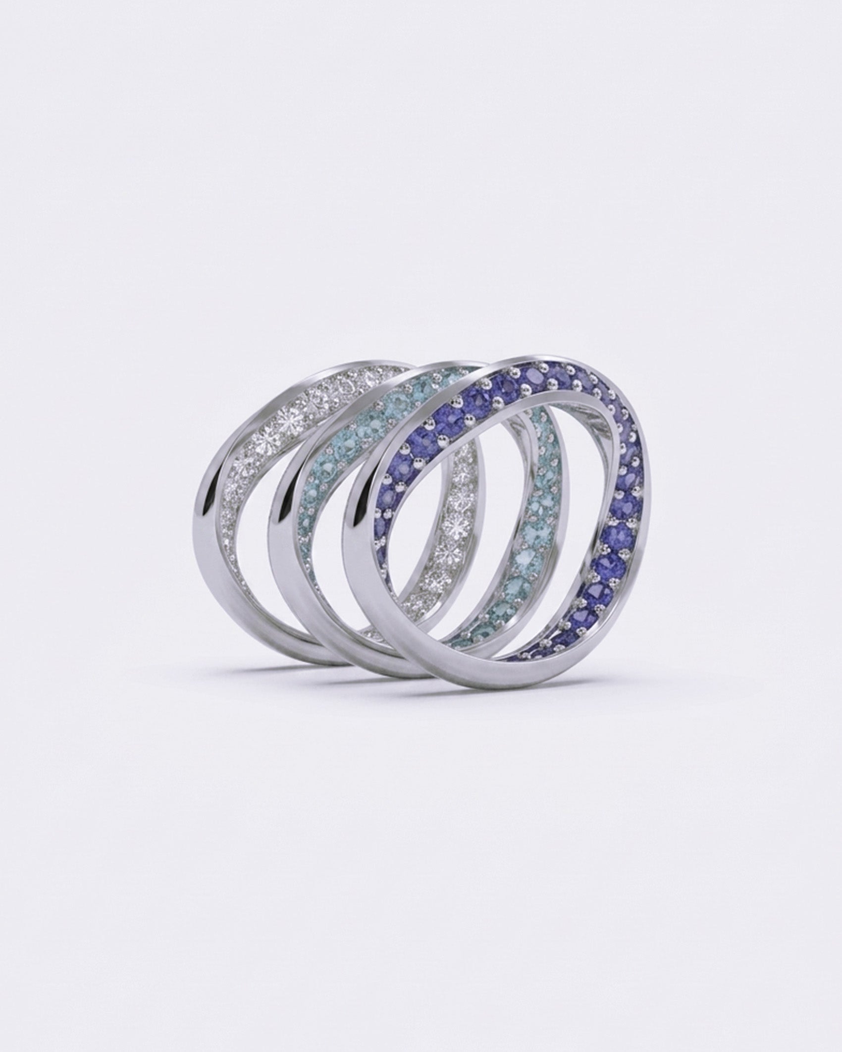 Diamond, Aquamarine & Tanzanite Eternal Silver Trio
